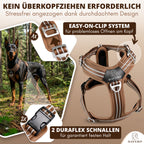 Braunes HAVERO Hundegeschirr mit Easy-On-Clip am Hals und zwei Duraflex-Schnallen