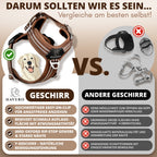 Vergleich des braunen HAVERO Y-Hundegeschirrs mit herkömmlichen Hundegeschirren