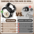 Vergleich des schwarzen HAVERO Y-Hundegeschirrs mit herkömmlichen Hundegeschirren