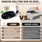 Vergleich der schwarzen HAVERO Hundeleine mit herkömmlichen Hundeleinen