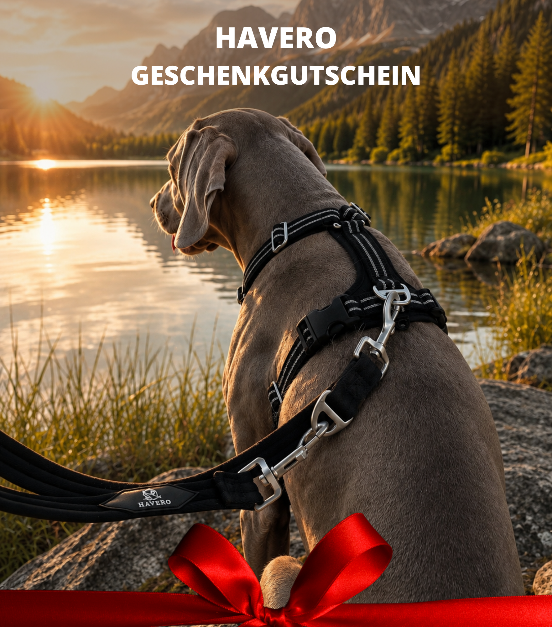 HAVERO Geschenkgutschein für Hundefreunde mit Weimaraner am Bergsee